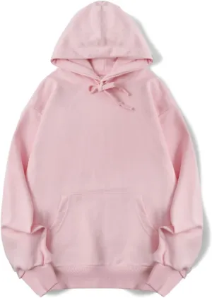 Women's Solid Color Hooded Sweatshirt 100% Cotton Sports Hoodie Oversized Pullover Tops Clothes with Pocket