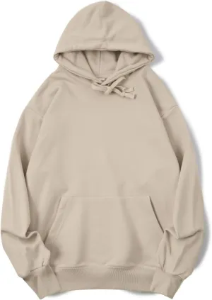 Women's Solid Color Hooded Sweatshirt 100% Cotton Sports Hoodie Oversized Pullover Tops Clothes with Pocket