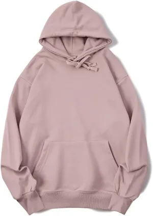 Women's Solid Color Hooded Sweatshirt 100% Cotton Sports Hoodie Oversized Pullover Tops Clothes with Pocket