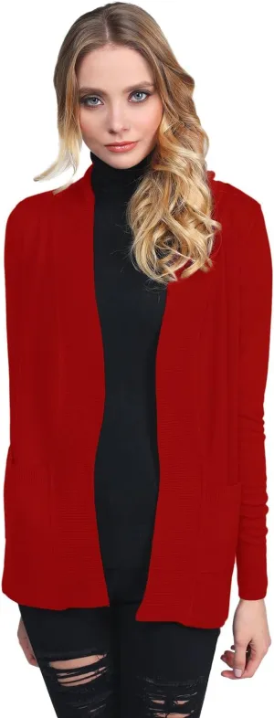 Women's Solid Soft Stretch Open Front Knit Cardigan