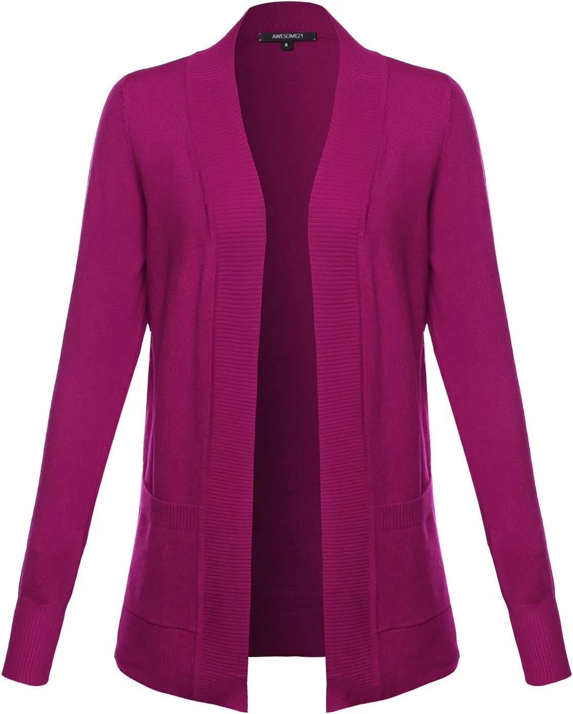 Women's Solid Soft Stretch Open Front Knit Cardigan