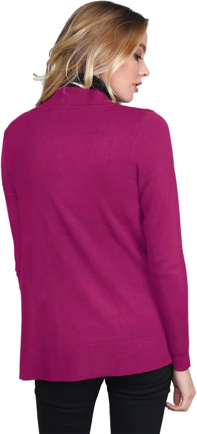 Women's Solid Soft Stretch Open Front Knit Cardigan