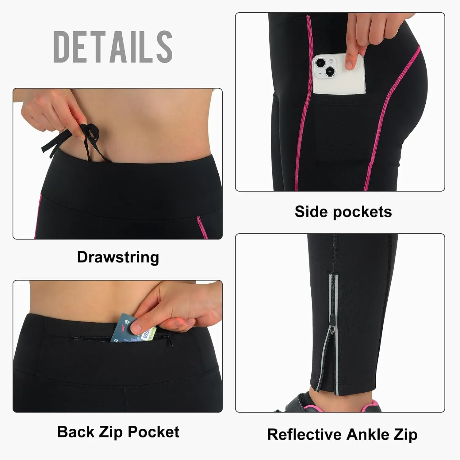 Women's Thermal Fleece Cycling Pants Padded Cold Weather Compression Bike Tights