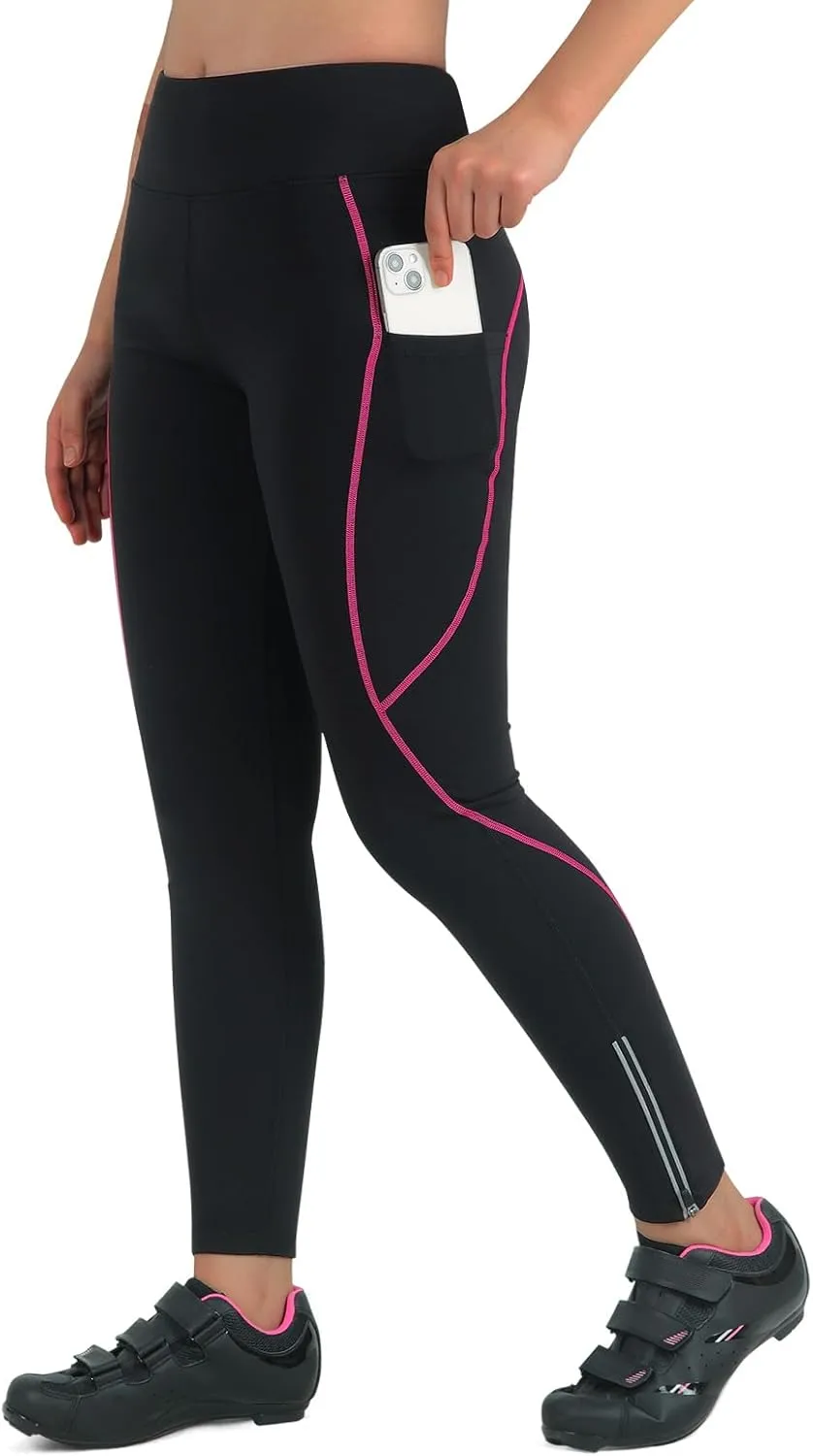 Women's Thermal Fleece Cycling Pants Padded Cold Weather Compression Bike Tights
