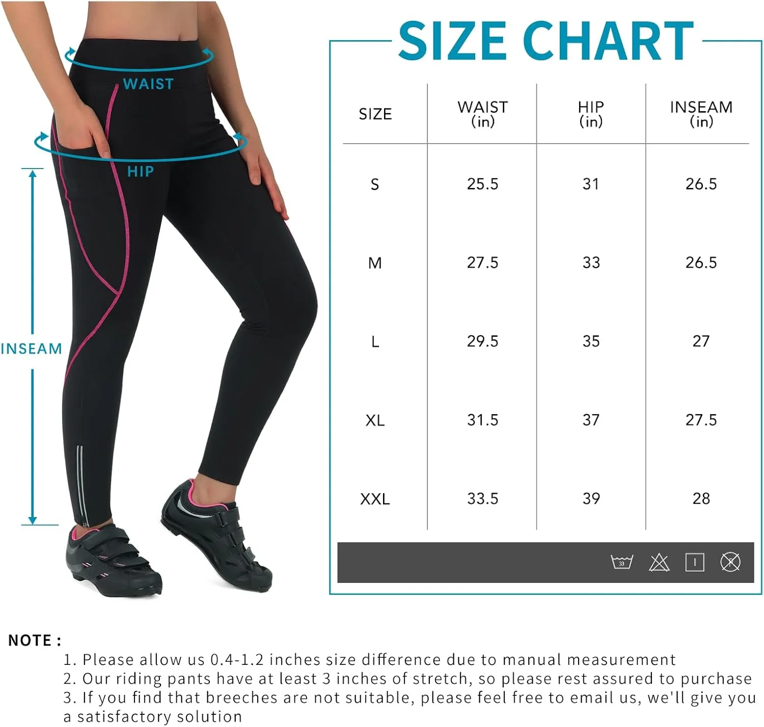 Women's Thermal Fleece Cycling Pants Padded Cold Weather Compression Bike Tights