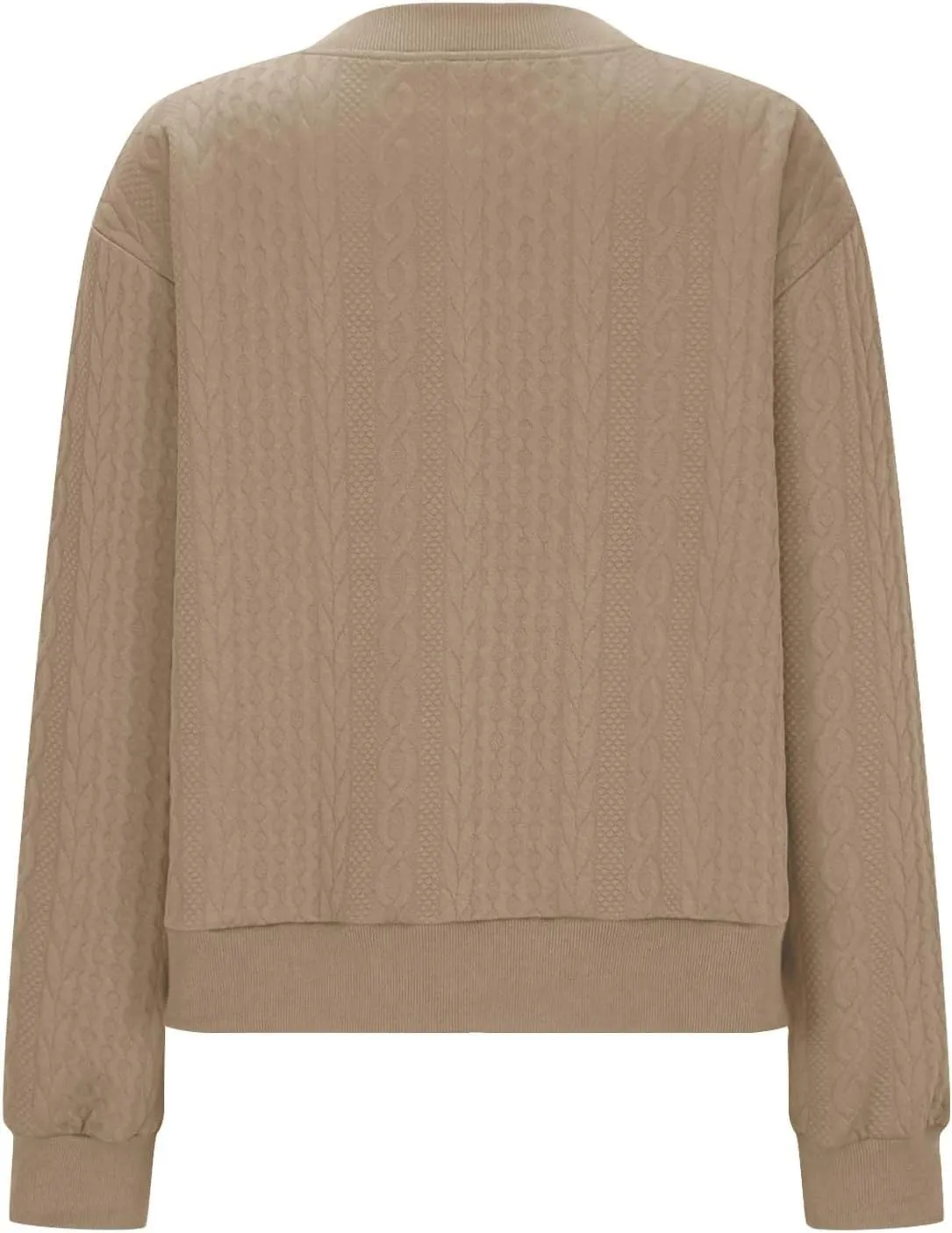 Women's Zip Up Cardigan Sweater Cable Knit Jacket Long Sleeve Sweatshirt Solid Loose Comfy Outwear Coat with Pockets
