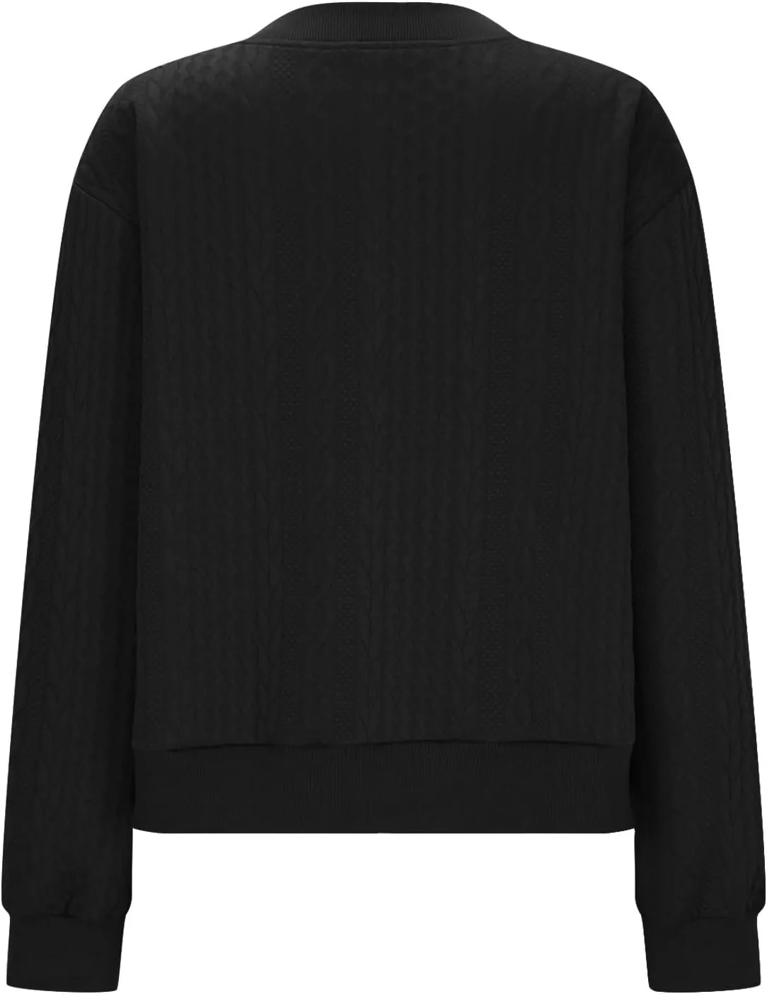 Women's Zip Up Cardigan Sweater Cable Knit Jacket Long Sleeve Sweatshirt Solid Loose Comfy Outwear Coat with Pockets