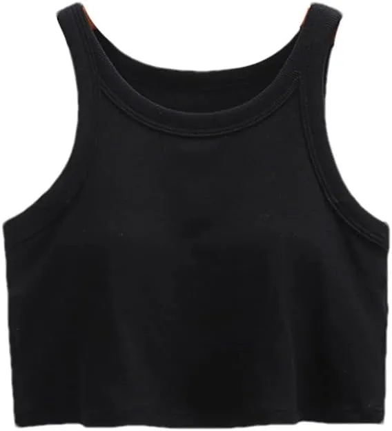 Wvapzxx Ribbed Bra Tank Top For Women Sleeveless Sexy Casual Crop Camisole Singlet Vest