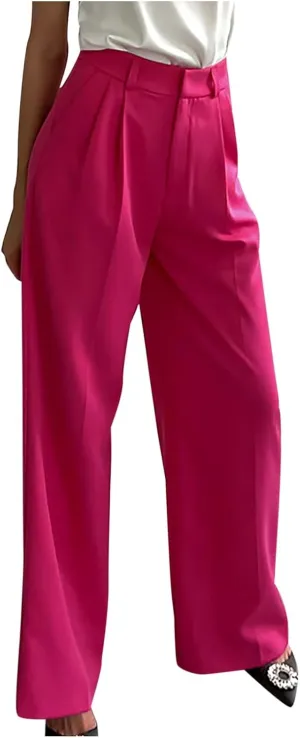 Y2k Dress Pants for Women Straight Elastic Scrub Pants Wide Leg High Waist Trousers Lounge Suit Pant for Work