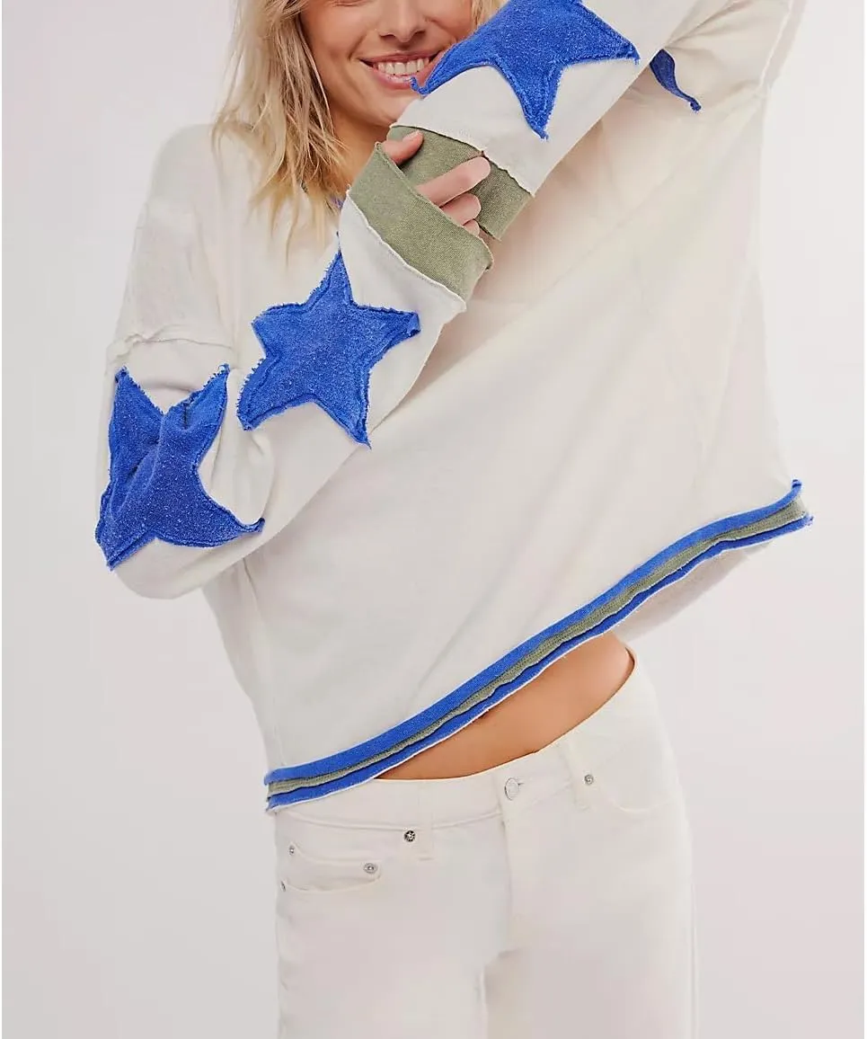 Y2k Oversized Sweatshirt for Women Crewneck Graphic Sweatshirts Long Sleeve Drop Shoulder Preppy Shirts Pullover Tops