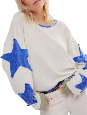 Y2k Oversized Sweatshirt for Women Crewneck Graphic Sweatshirts Long Sleeve Drop Shoulder Preppy Shirts Pullover Tops