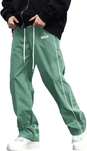 ZAFUL Men's Baggy Track Pants Y2K Streetwear Pants Drawstring Letter Pockets Casual Lounge Trousers