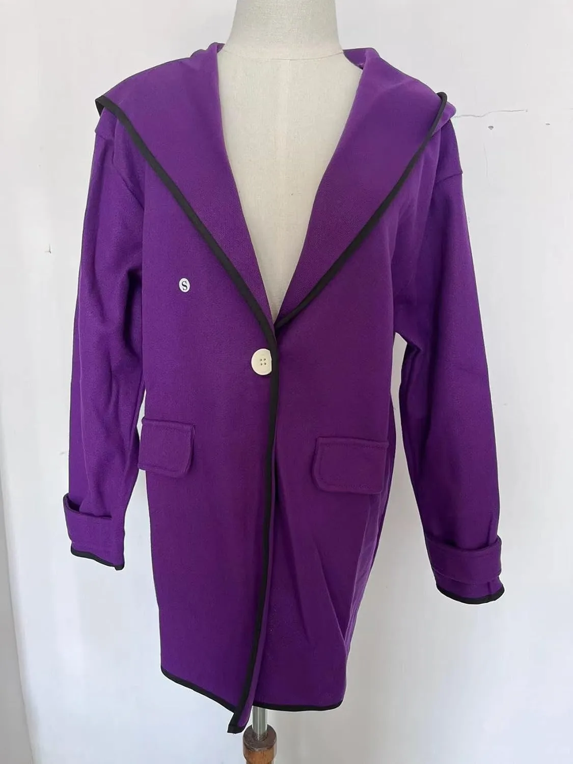 ZOCAVIA Women's Hooded Trench Coat Trendy Loose Lapel Single Button Mid PeaCoat with Pockets Winter Vintage Hooded Jacket